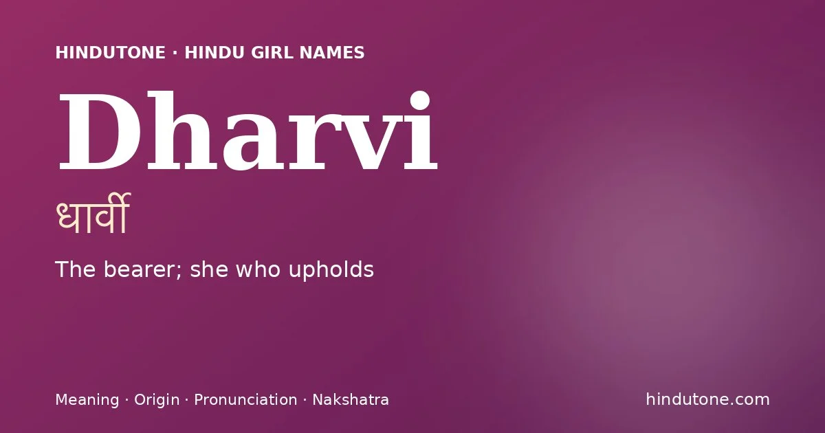 Dharvi — Hindu Girl Names with D