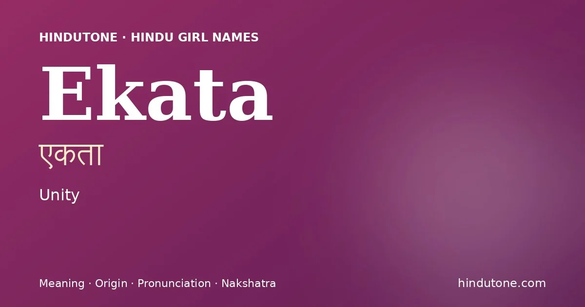 Ekata — Hindu Girl Names with E
