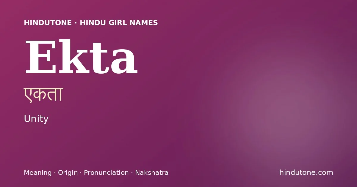 Ekta — Hindu Girl Names with E