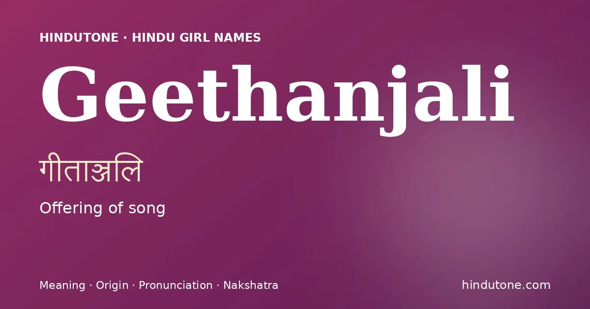 Geethanjali — Hindu Girl Names with G