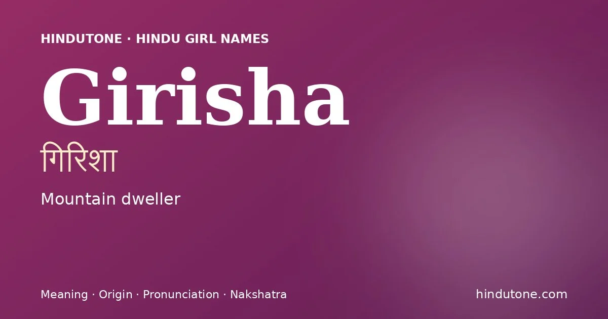 Girisha — Hindu Girl Names with G