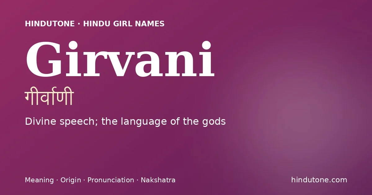 Girvani — Hindu Girl Names with G