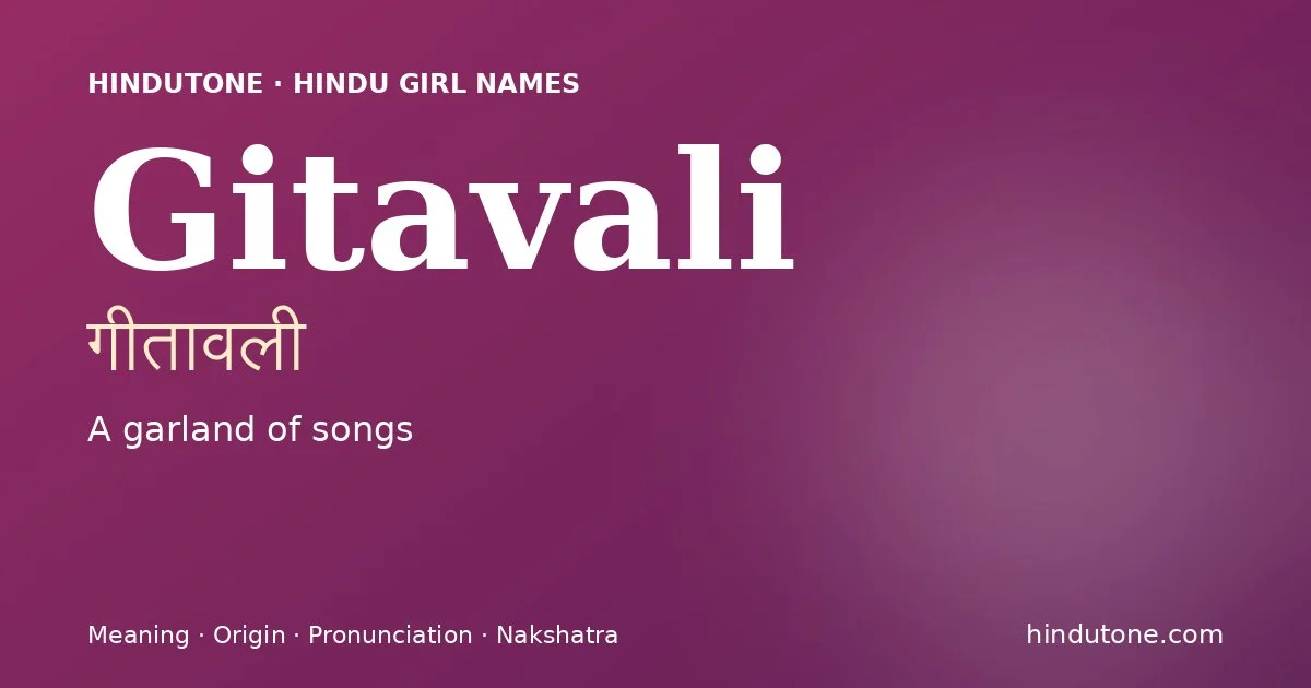 Gitavali — Hindu Girl Names with G