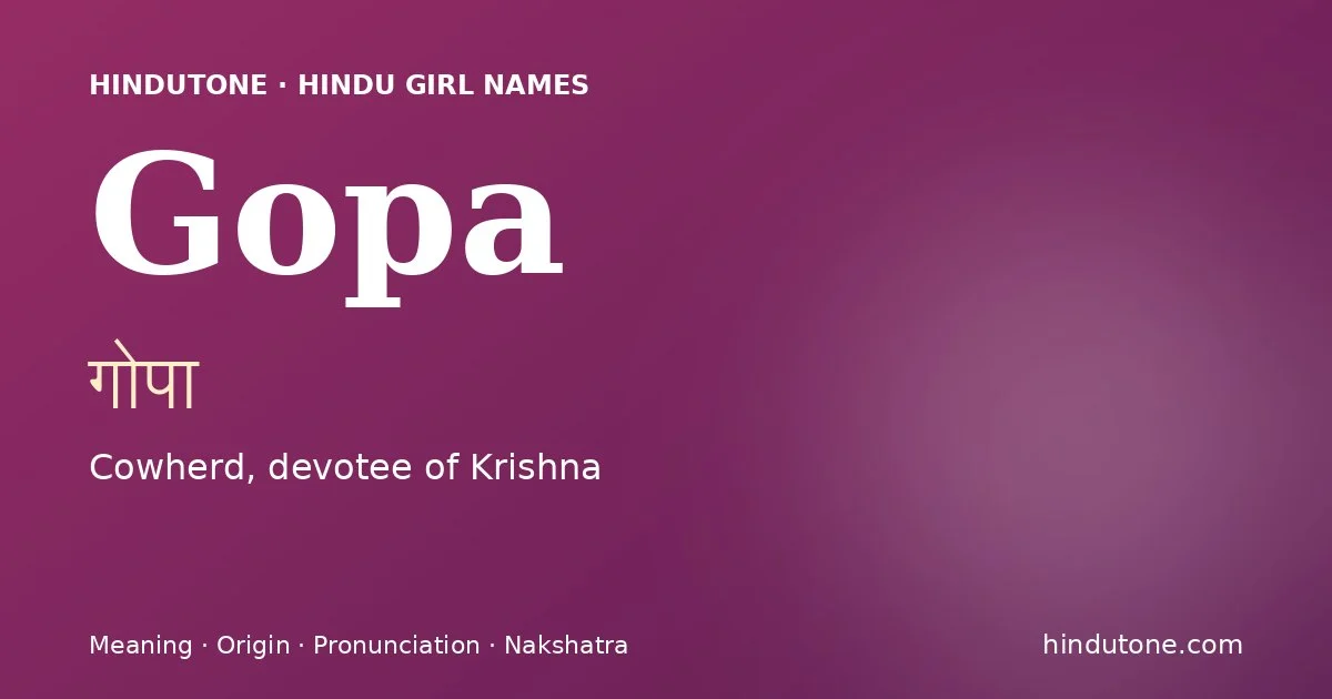 Gopa — Hindu Girl Names with G