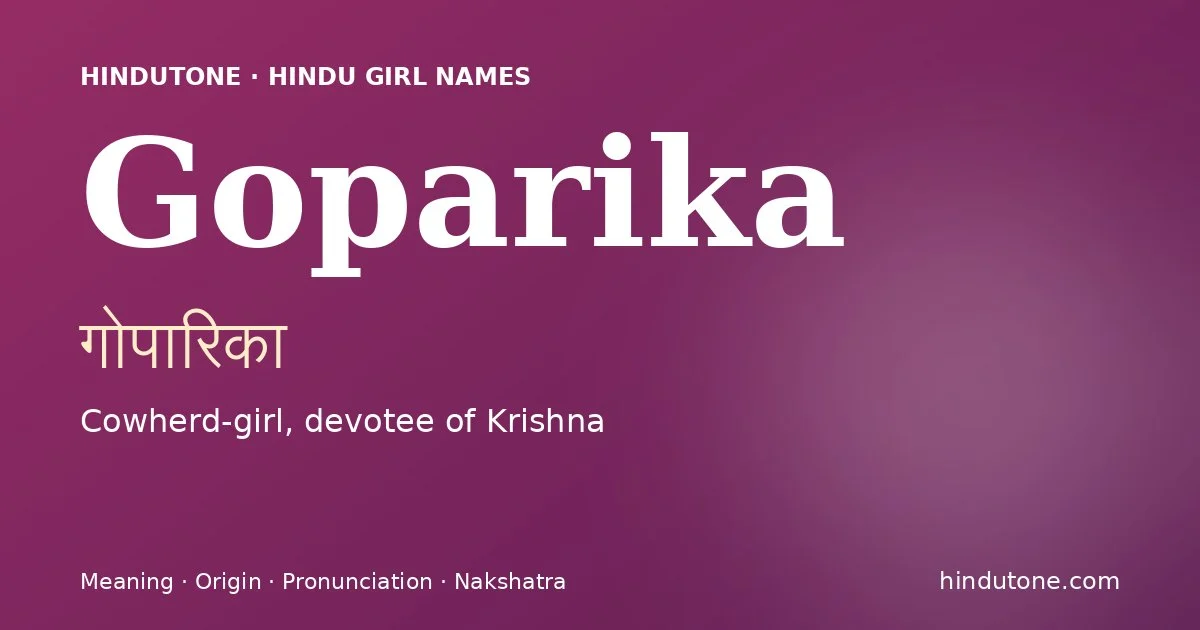 Goparika — Hindu Girl Names with G