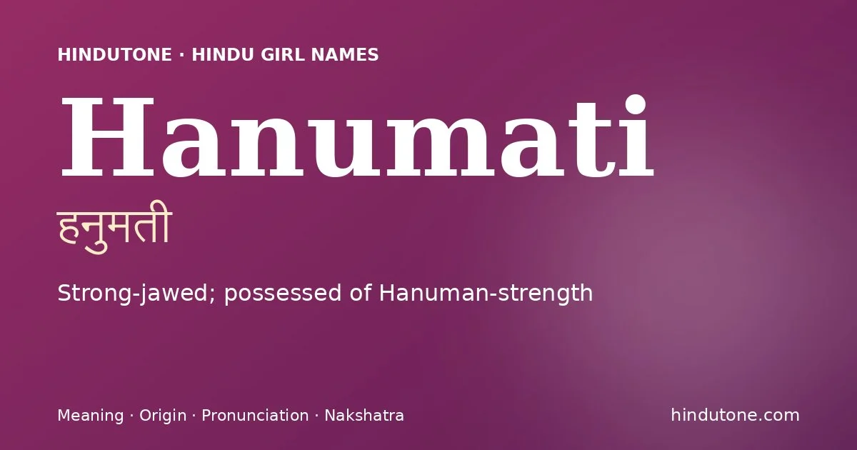 Hanumati — Hindu Girl Names with H