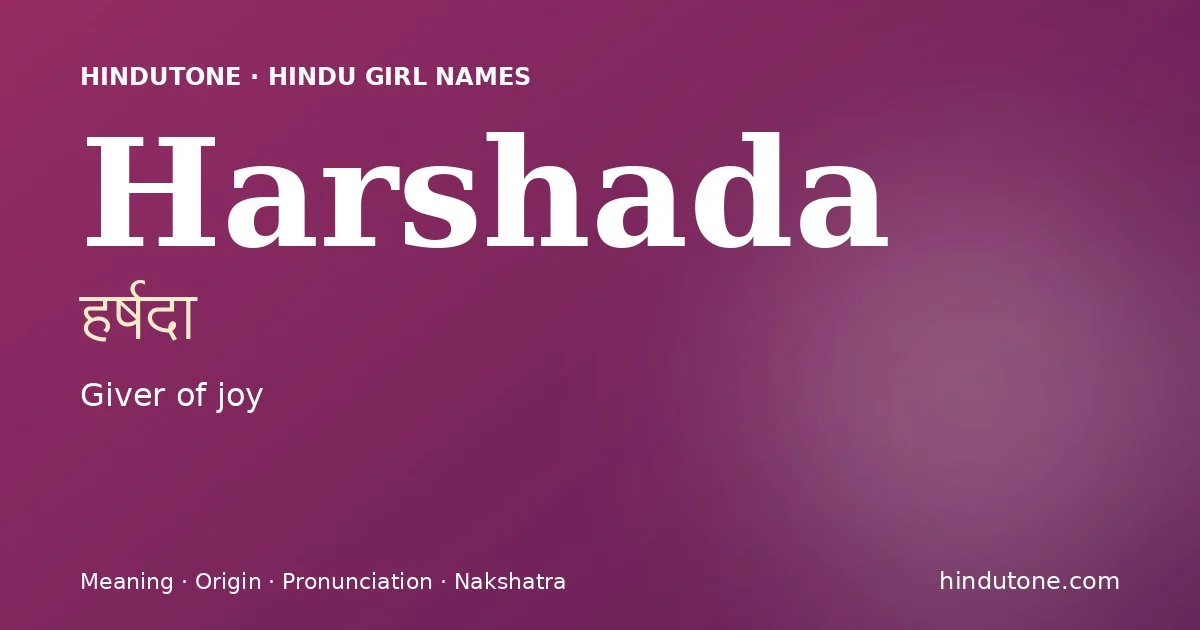 Harshada — Hindu Girl Names with H