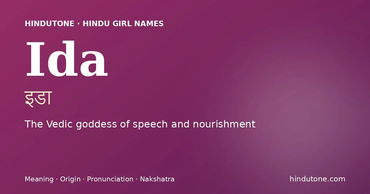 Ida — Hindu Girl Names with I
