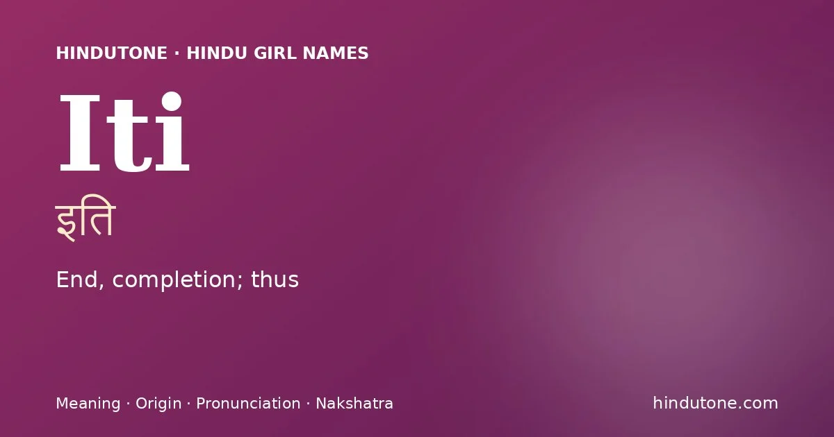 Iti — Hindu Girl Names with I