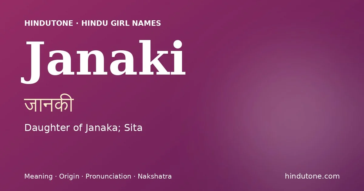 Janaki — Hindu Girl Names with J