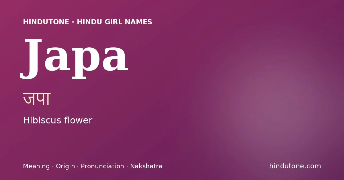 Japa — Hindu Girl Names with J
