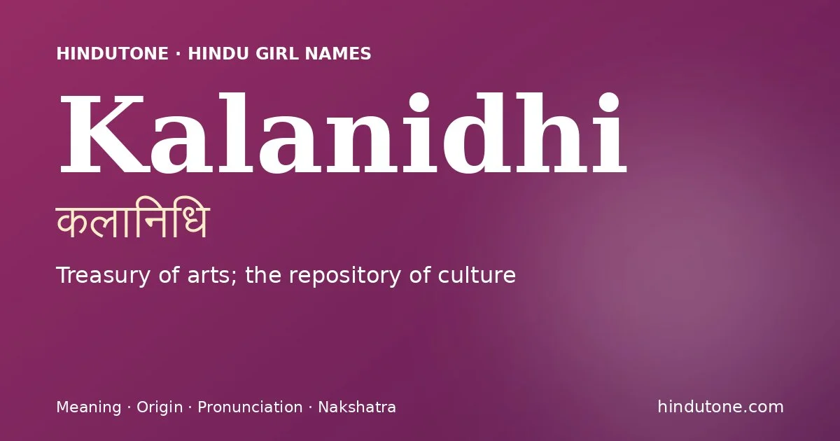 Kalanidhi — Hindu Girl Names with K