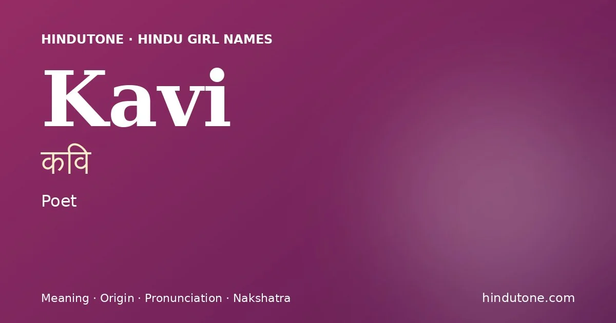 Kavi — Hindu Girl Names with K