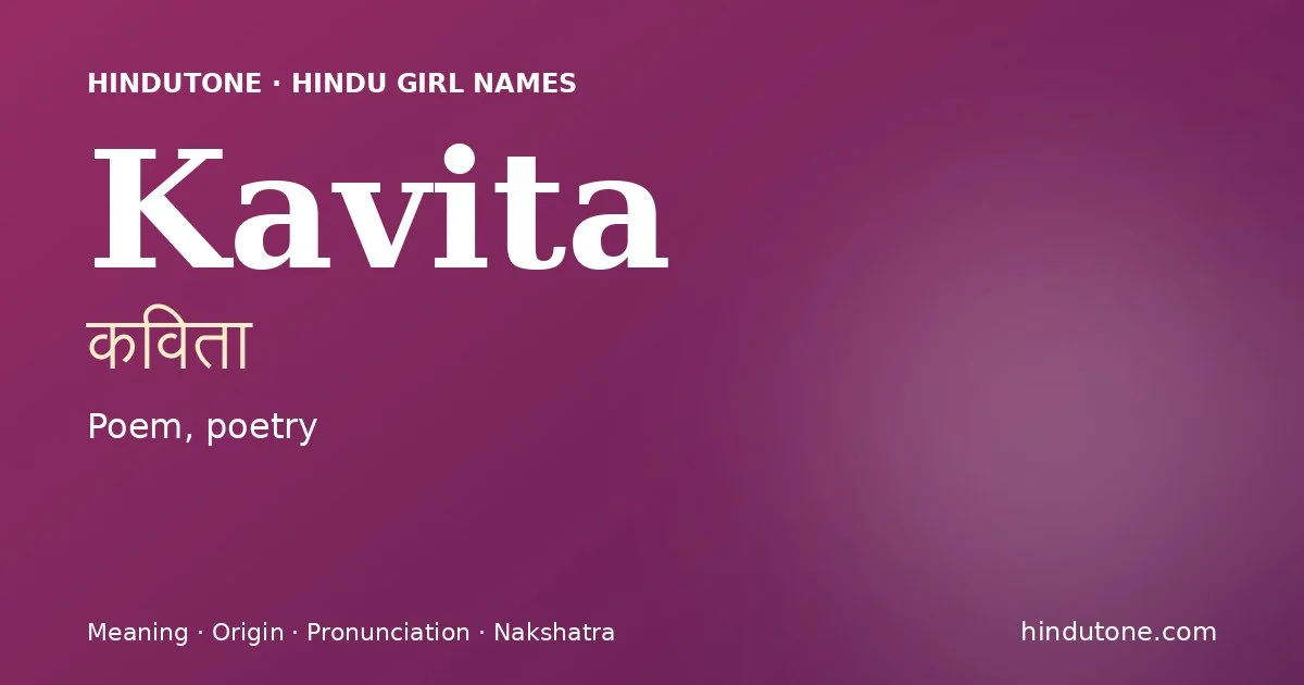 Kavita — Hindu Girl Names with K