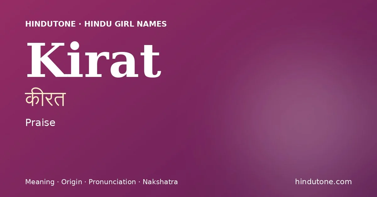 Kirat — Hindu Girl Names with K