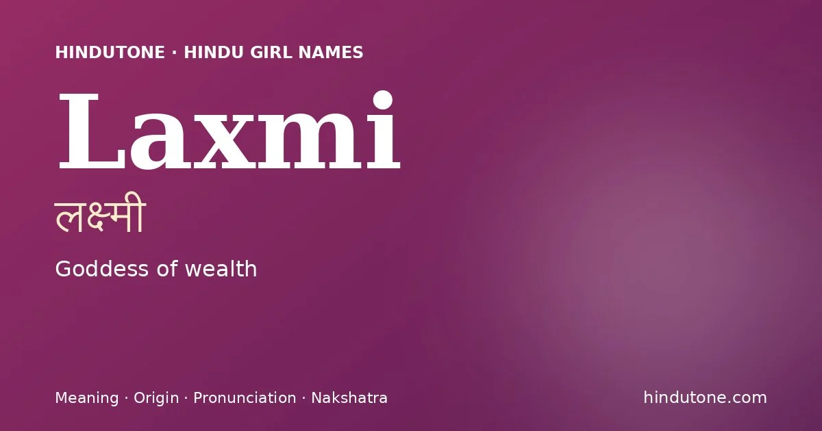 Laxmi — Hindu Girl Names with L