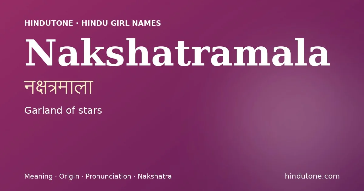 Nakshatramala — Hindu Girl Names with N