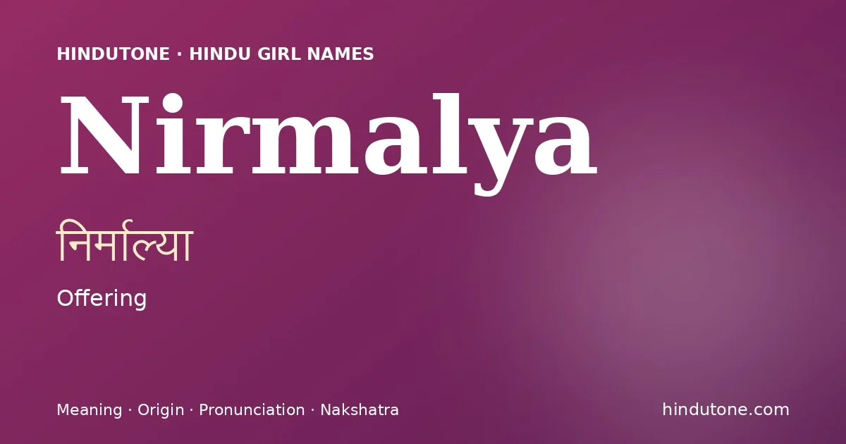 Nirmalya — Hindu Girl Names with N