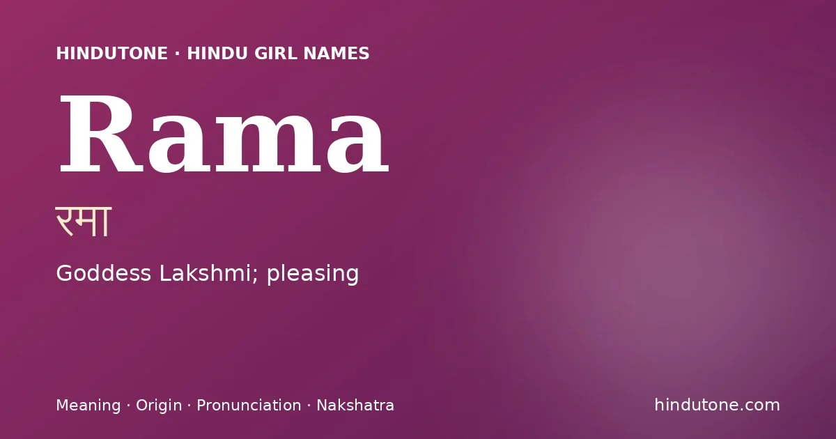 Rama — Hindu Girl Names with R