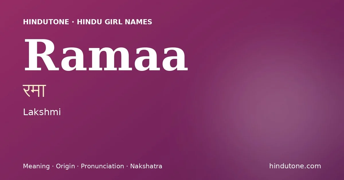 Ramaa — Hindu Girl Names with R