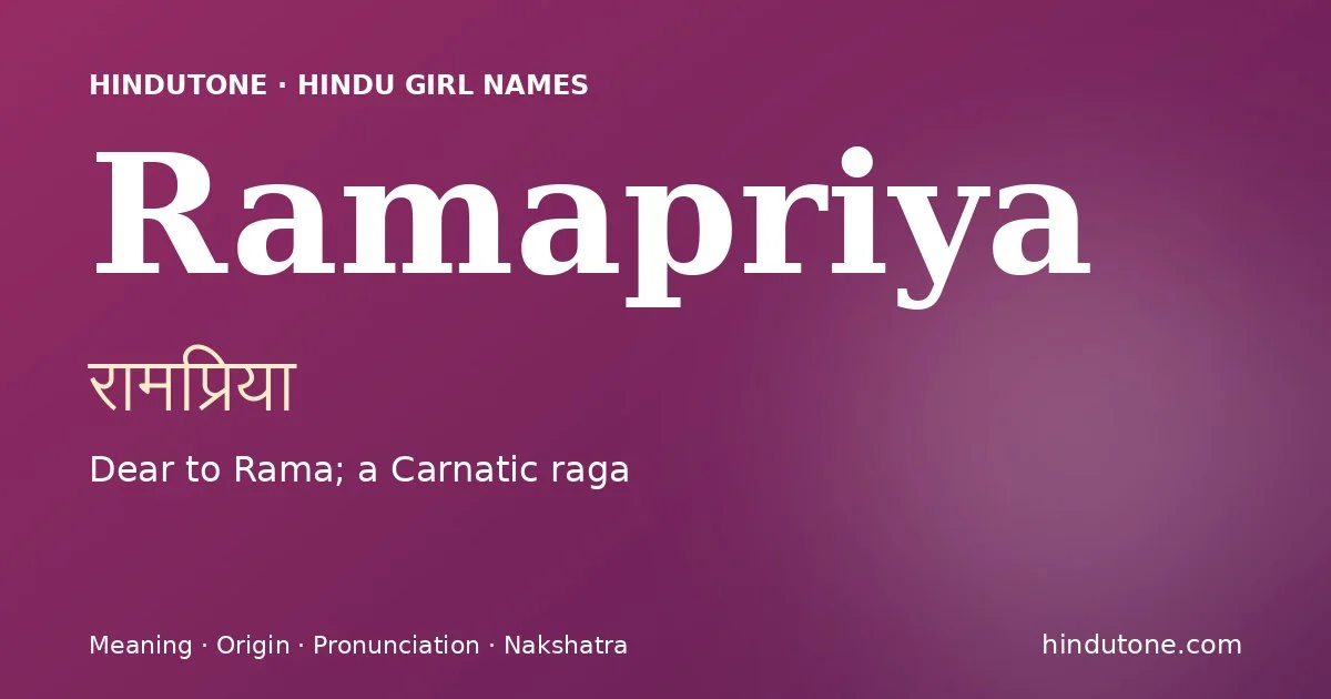 Ramapriya — Hindu Girl Names with R