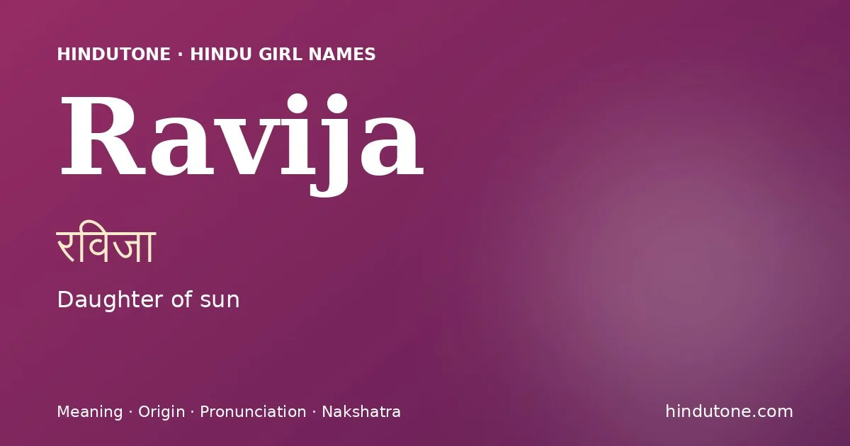 Ravija — Hindu Girl Names with R