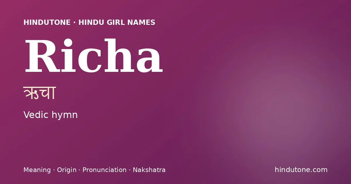 Richa — Hindu Girl Names with R