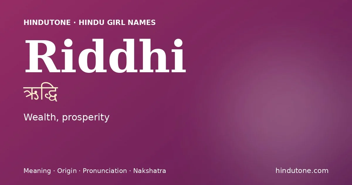 Riddhi — Hindu Girl Names with R