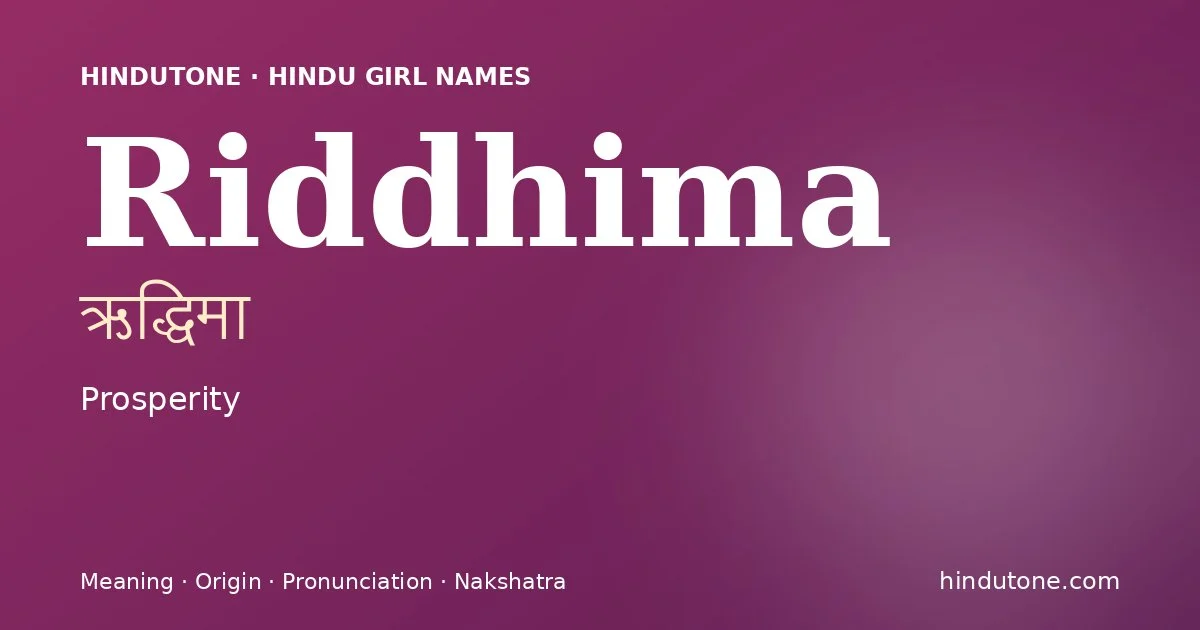 Riddhima — Hindu Girl Names with R