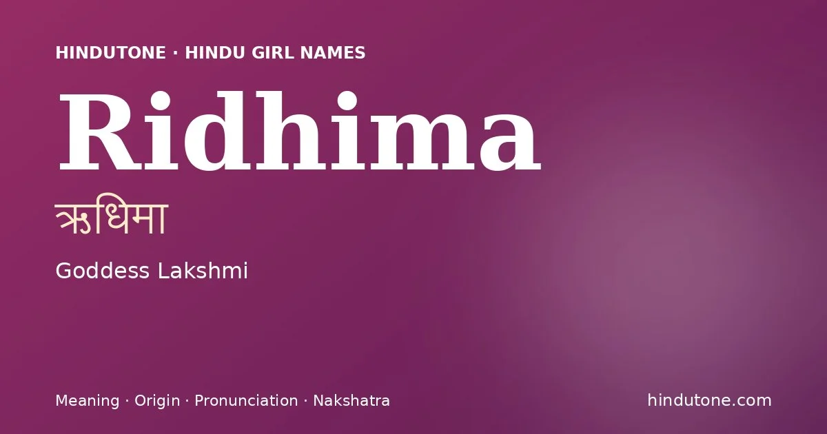 Ridhima — Hindu Girl Names with R