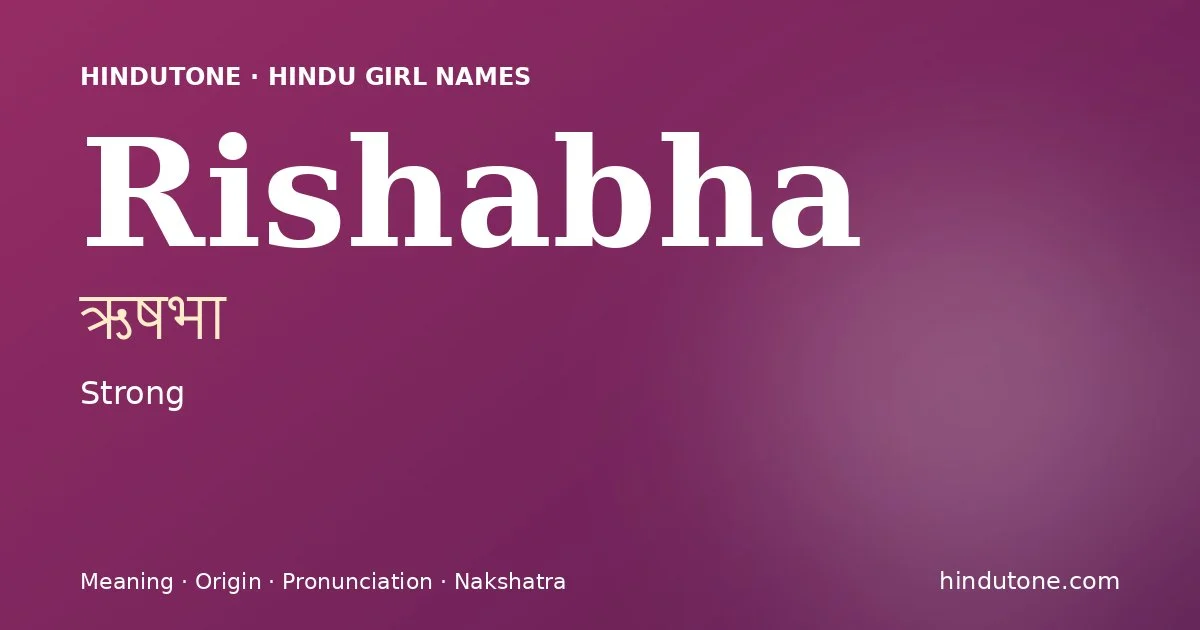 Rishabha — Hindu Girl Names with R
