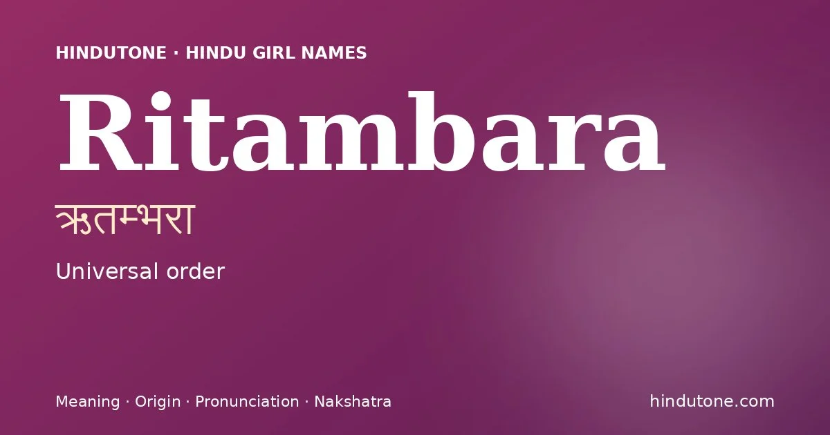 Ritambara — Hindu Girl Names with R