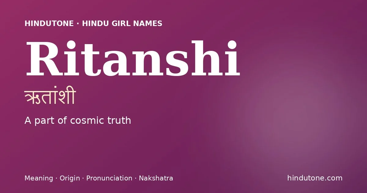 Ritanshi — Hindu Girl Names with R