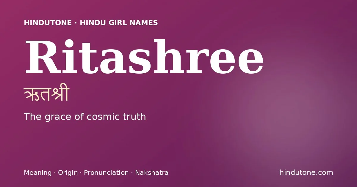 Ritashree — Hindu Girl Names with R