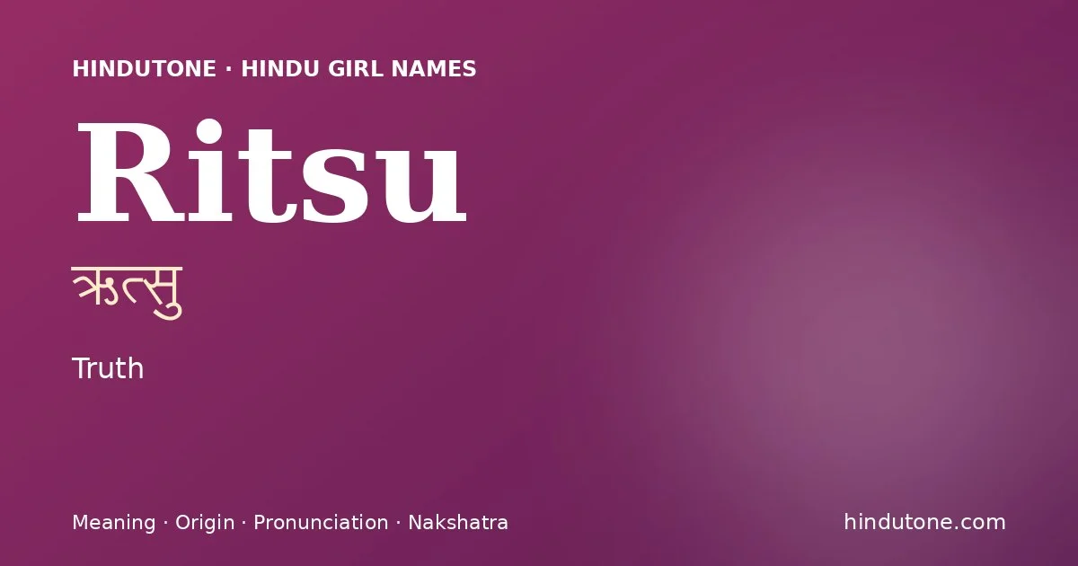 Ritsu — Hindu Girl Names with R