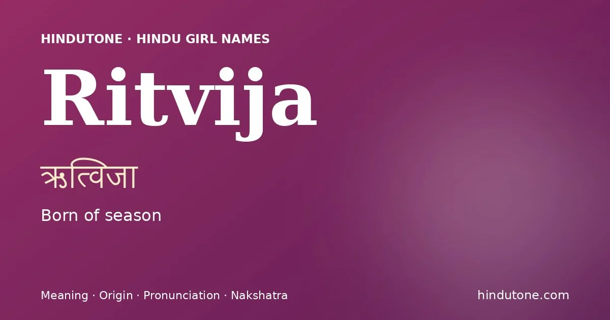 Ritvija — Hindu Girl Names with R