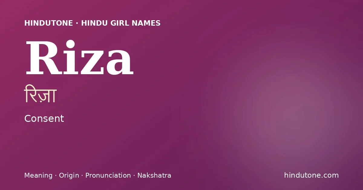 Riza — Hindu Girl Names with R