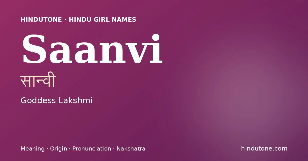 Saanvi — Hindu Girl Names with S