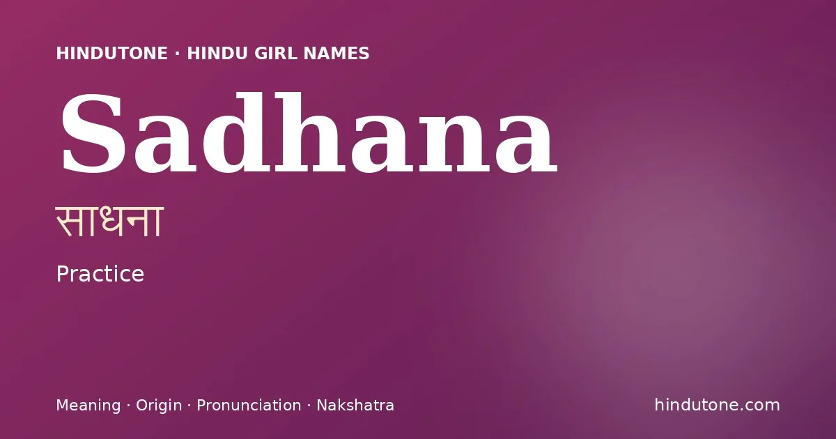 Sadhana — Hindu Girl Names with S