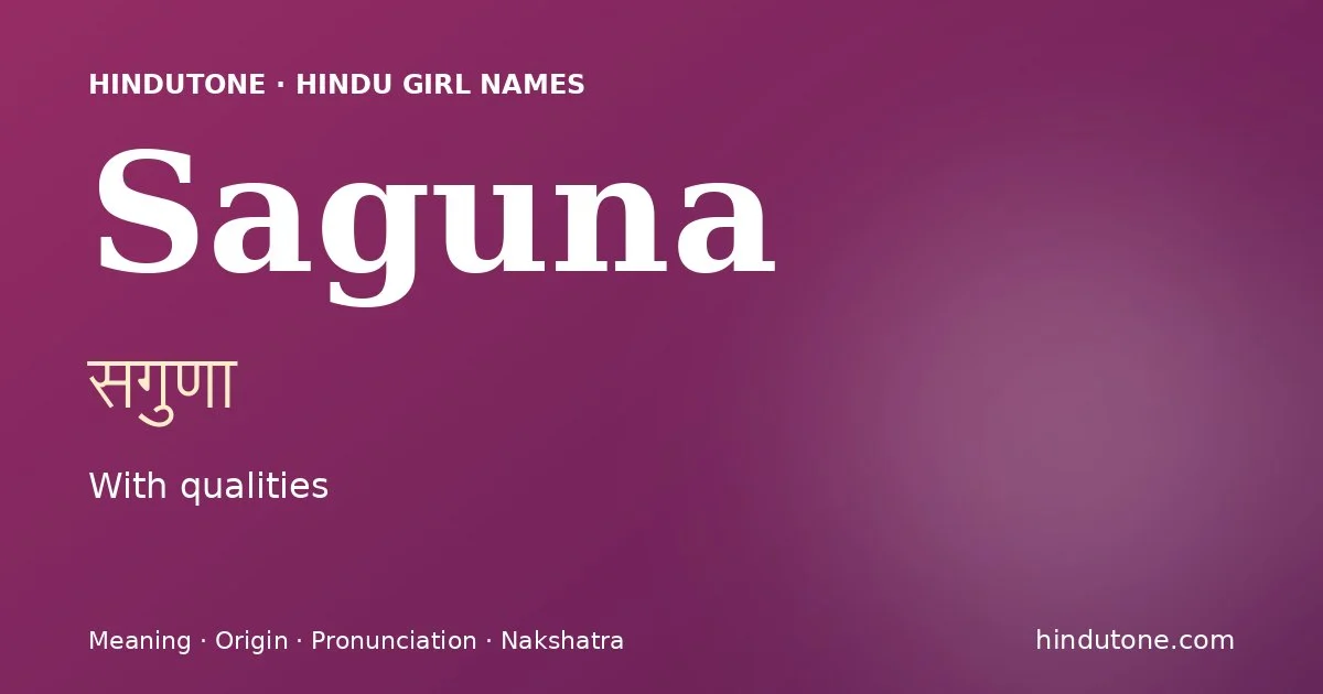 Saguna — Hindu Girl Names with S