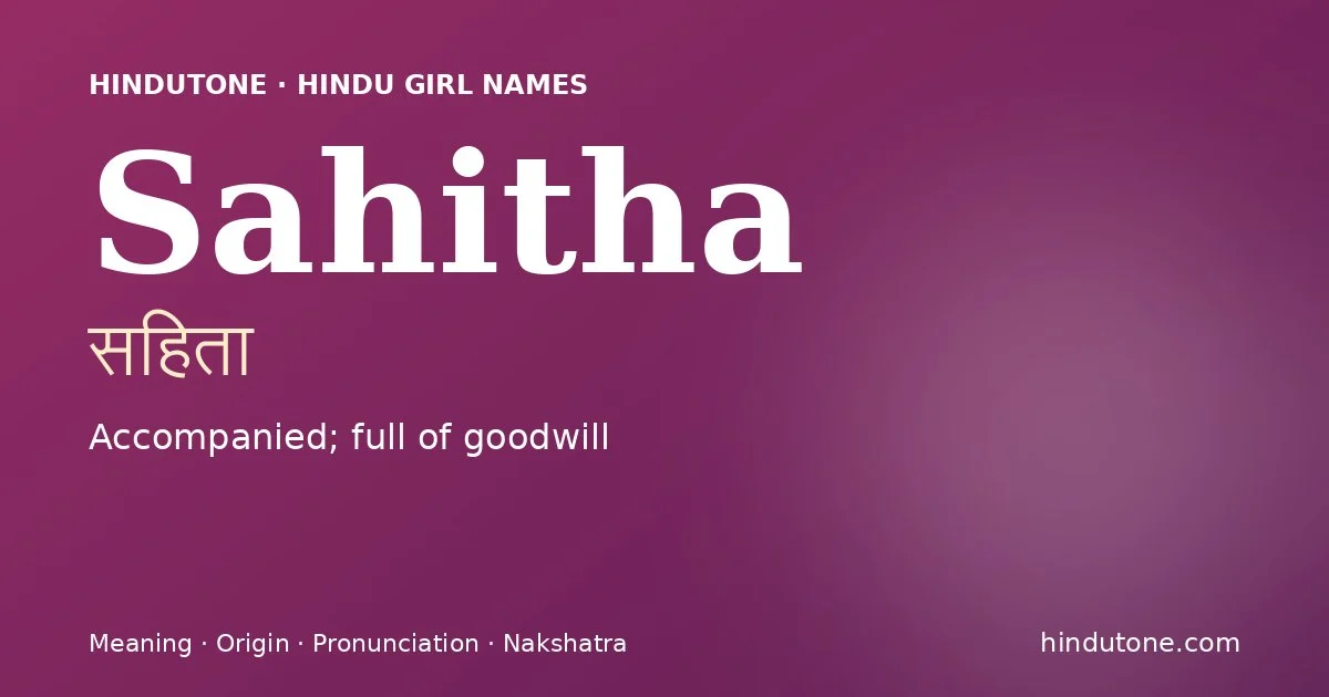 Sahitha — Hindu Girl Names with S