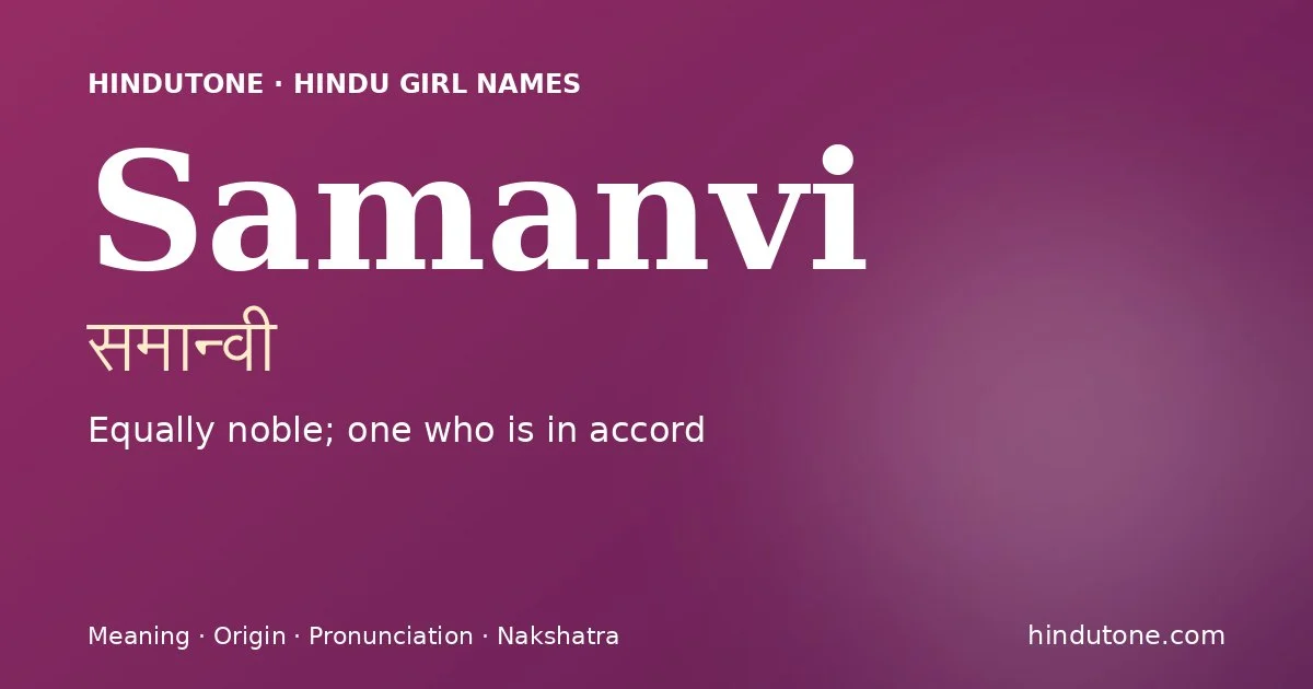 Samanvi — Hindu Girl Names with S