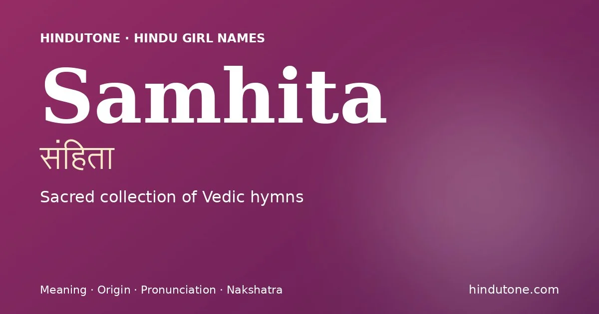 Samhita — Hindu Girl Names with S