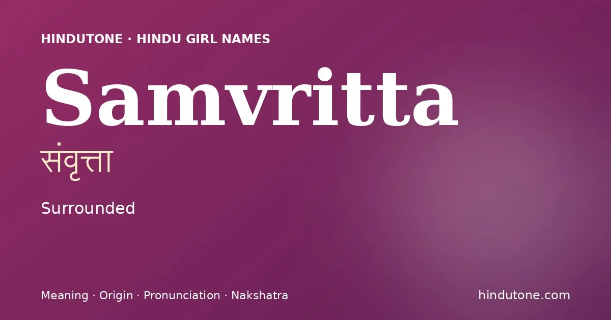 Samvritta — Hindu Girl Names with S