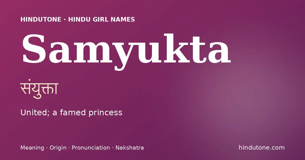 Samyukta — Hindu Girl Names with S