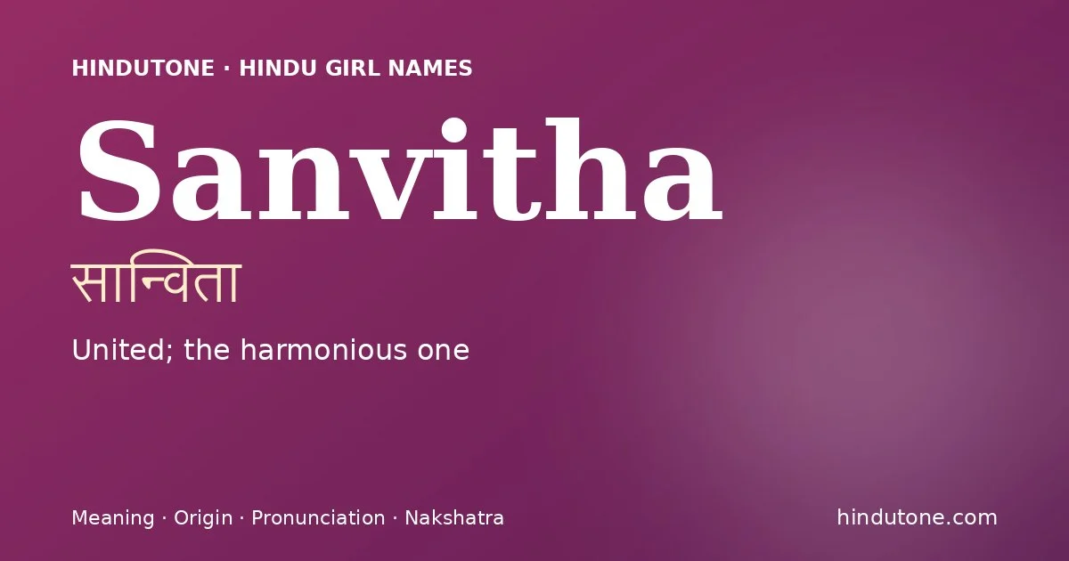 Sanvitha — Hindu Girl Names with S