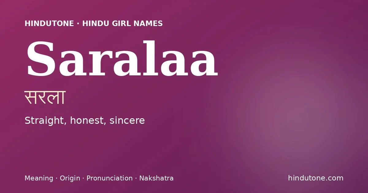 Saralaa — Hindu Girl Names with S