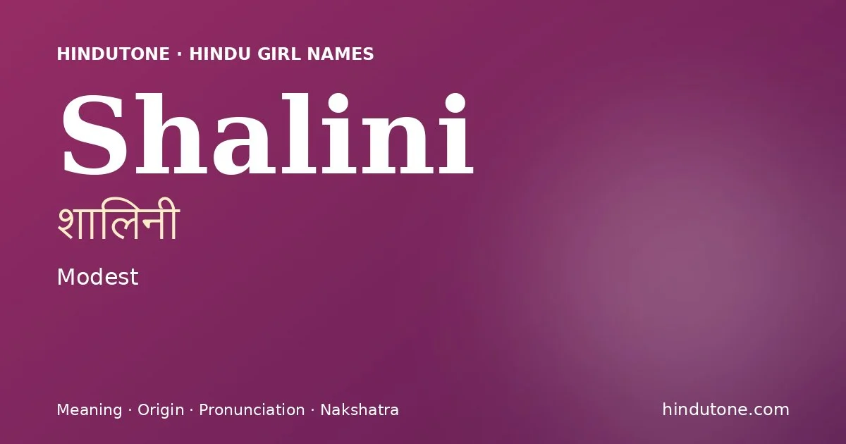 Shalini — Hindu Girl Names with S