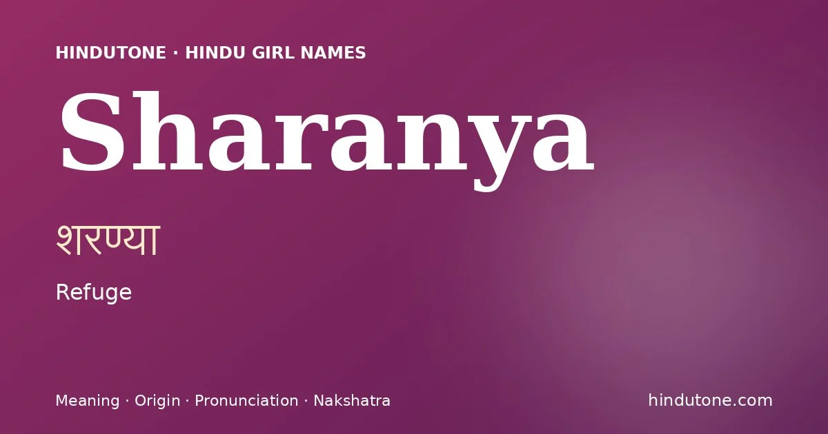 Sharanya — Hindu Girl Names with S