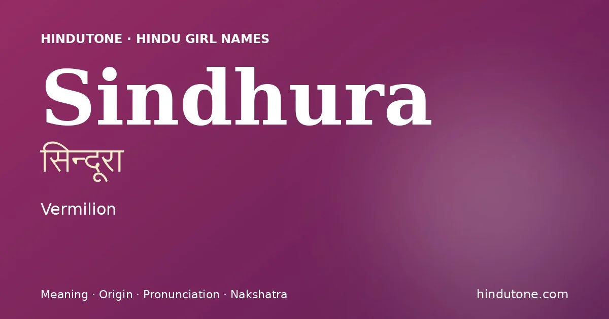 Sindhura — Hindu Girl Names with S